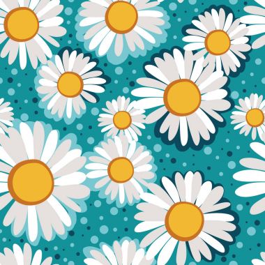  güzel chamomiles ile Seamless Modeli. 