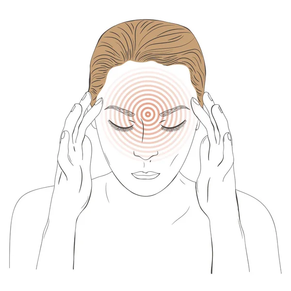 Baş ağrısı çeken kadın — Stok Vektör