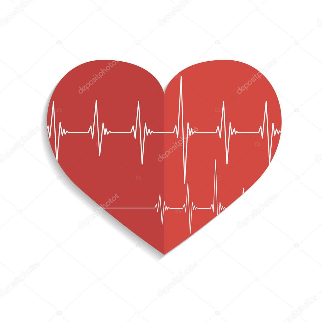 illustration with heart with cardiogram