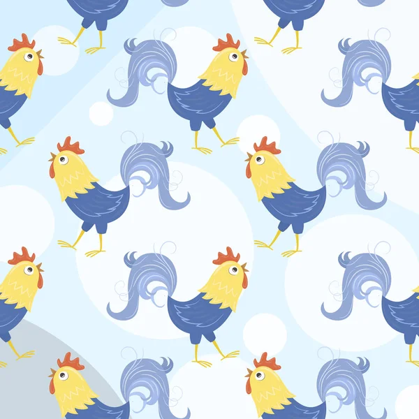 Seamless pattern with cocks — Stock Vector
