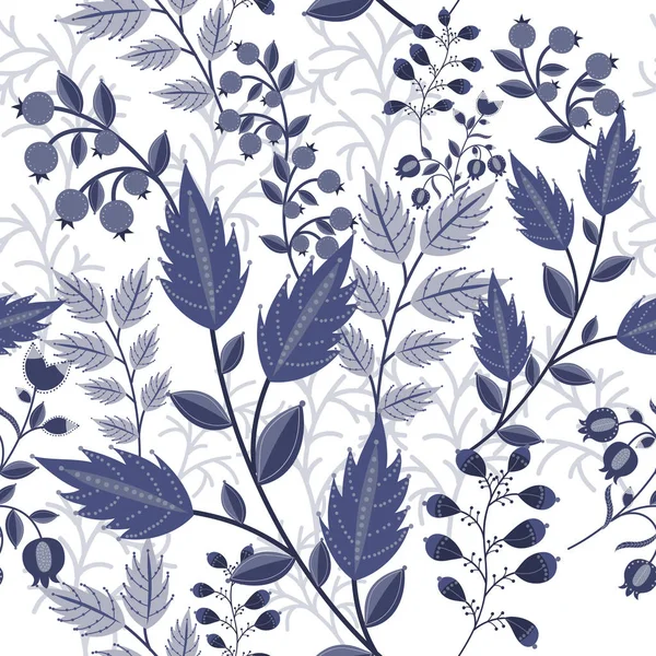Decoratieve naadloze patroon in blauwe kleuren — Stockvector