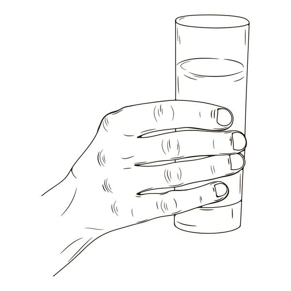 Hand met glas. — Stockvector