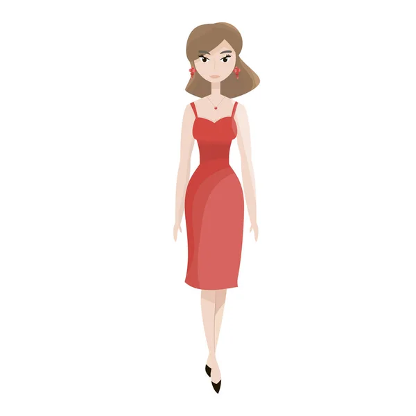 Ilustrace s ženou v červených šatech. — Stockový vektor