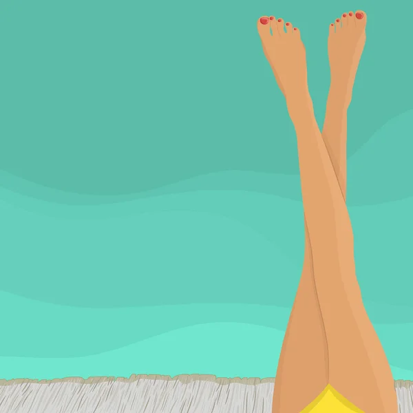 Sahilde kadın bacakları — Stok Vektör