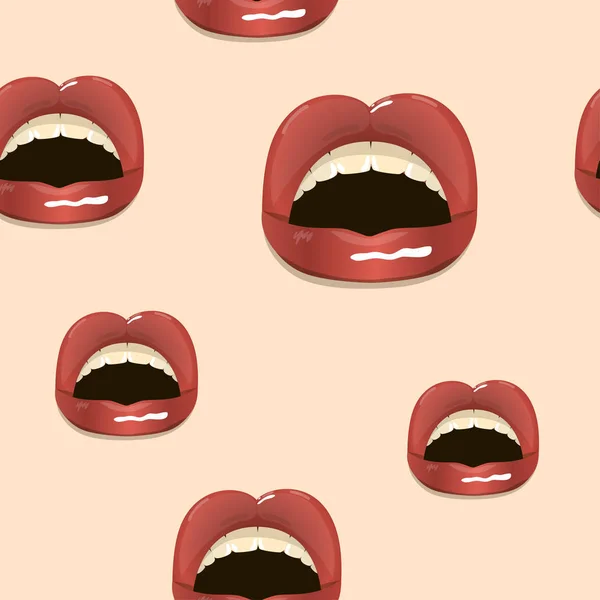 Бесшовный узор с красными губами — стоковый вектор