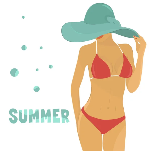 Woman in red swimsuit. — Stock Vector