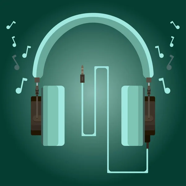 Illustration avec écouteurs en couleurs bleues — Image vectorielle