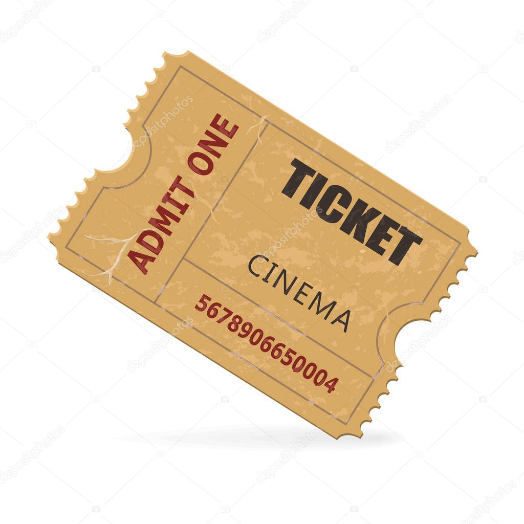 illustration with retro cinema ticket