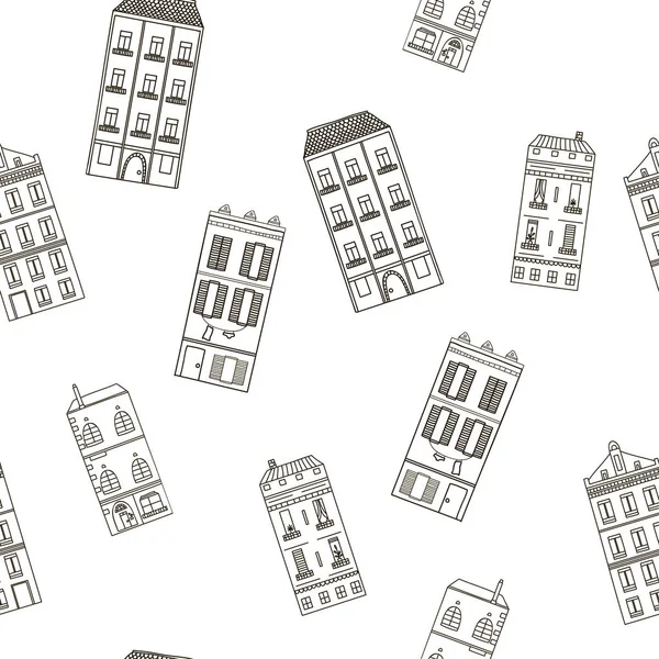 Dibujos animados dibujados a mano edificios — Vector de stock