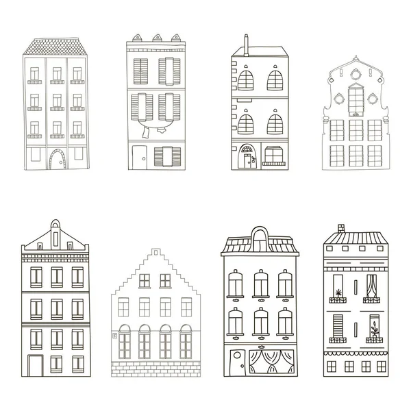 Desenhos animados mão desenhada edifícios — Vetor de Stock