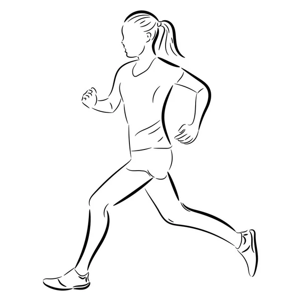 Ilustración con mujer corriendo — Vector de stock