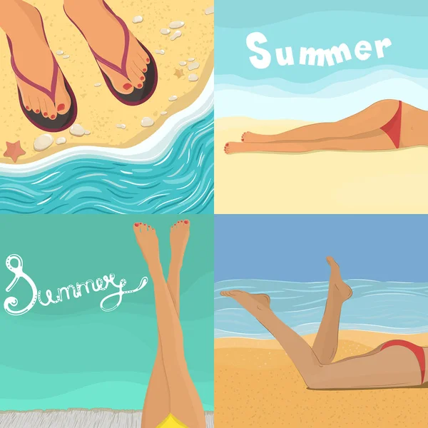 Set with summer posters. — Stock Vector