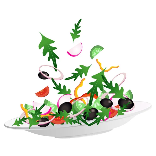Plaat en illustratie van de verschillende groenten — Stockvector