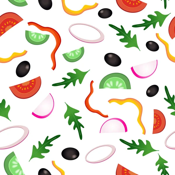 Naadloos patroon met verschillende groenten — Stockvector