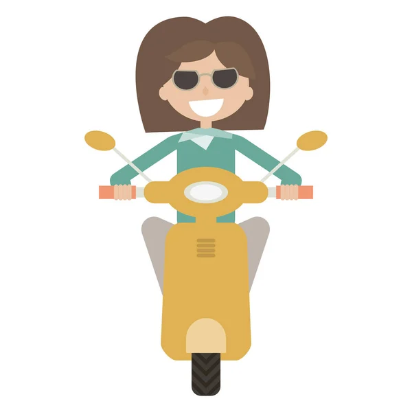 Illustratie met meisjes op scooters — Stockvector