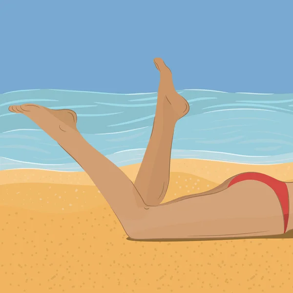 Weibliche Beine am Strand — Stockvektor