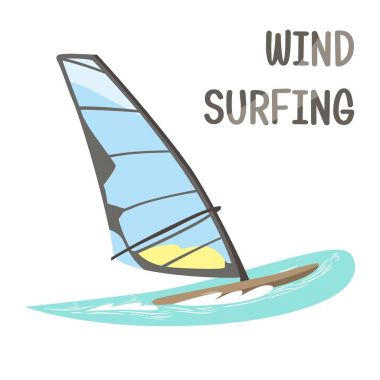 Vektör çizim kurulu Rüzgar Sörfü için ile. Sörf tahtası.