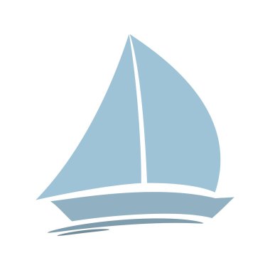 Tekne ile logo ile vektör çizim. Mavi yat.