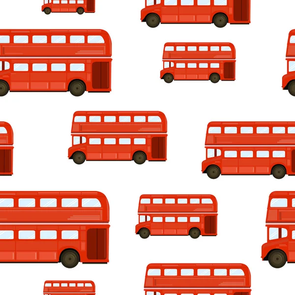 Vektor Nahtloses Muster Mit Englischem Bus Englischer Roter Reisebus — Stockvektor