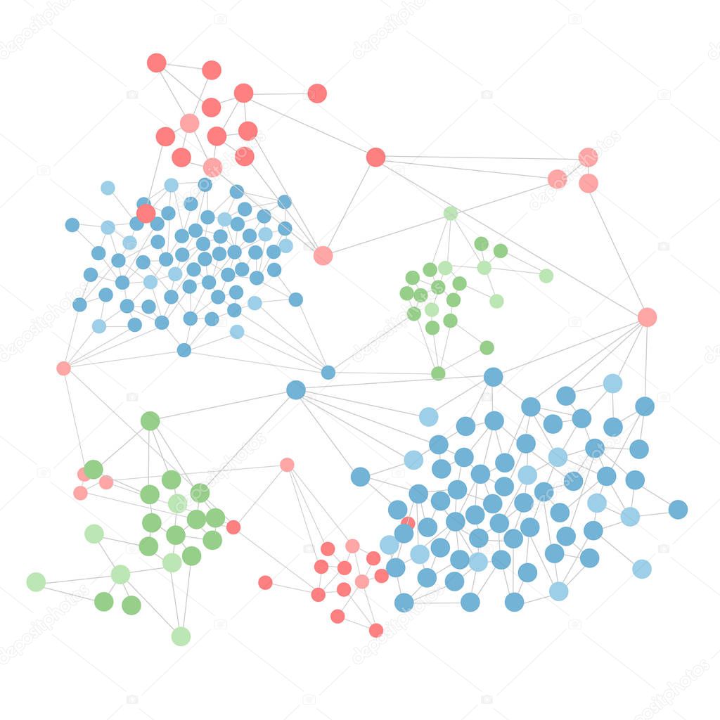 Vector illustration with abstract circles. Infographic network. Social network. Graph