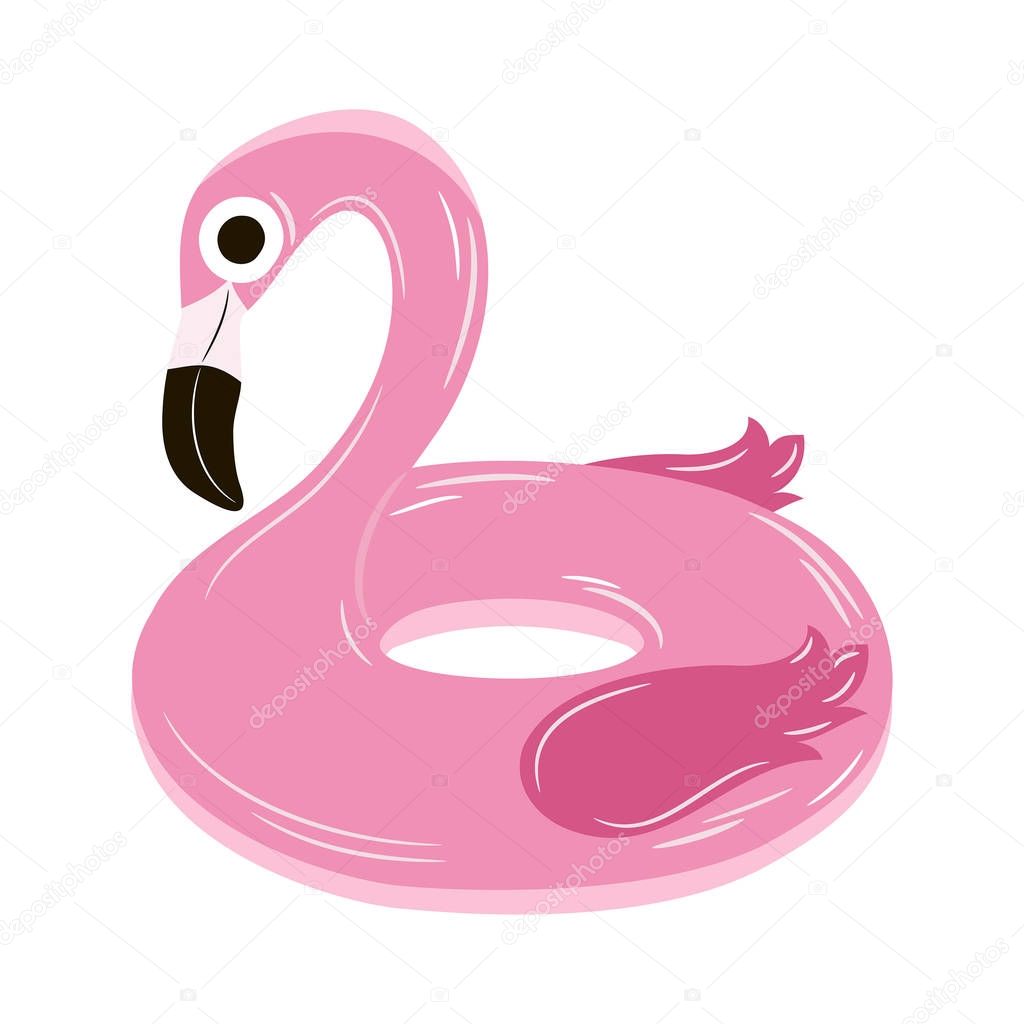 Vector illustration with inflatable flamingo
