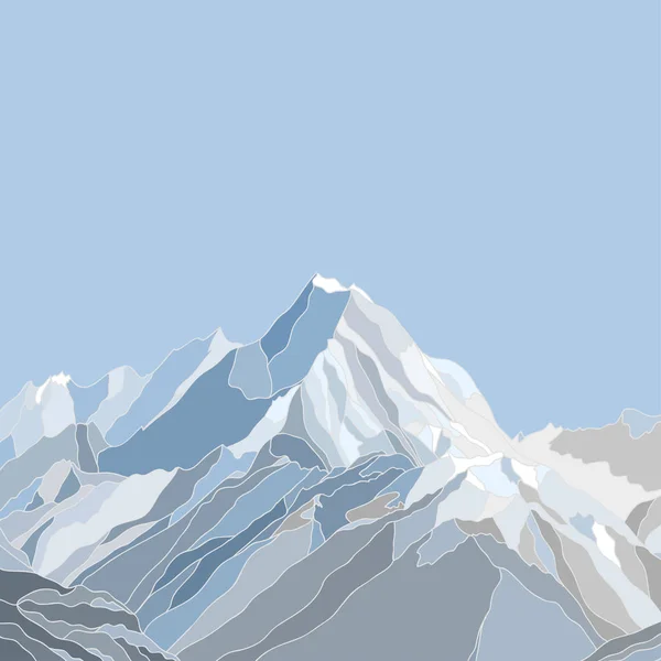 Ilustración Vectorial Con Hermoso Paisaje Montaña — Vector de stock