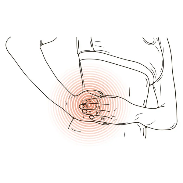 Векторная Иллюстрация Человеком Страдающим Боли Спине Переживаю Раненый Боль Печени — стоковый вектор