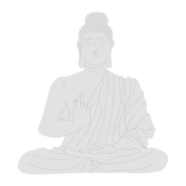 Buda heykeli ile renkli vektör çizim