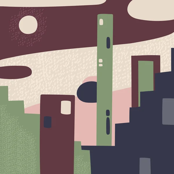 vector seamless pattern with different colorful city buildings