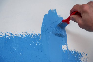 mavi boyalı fırça