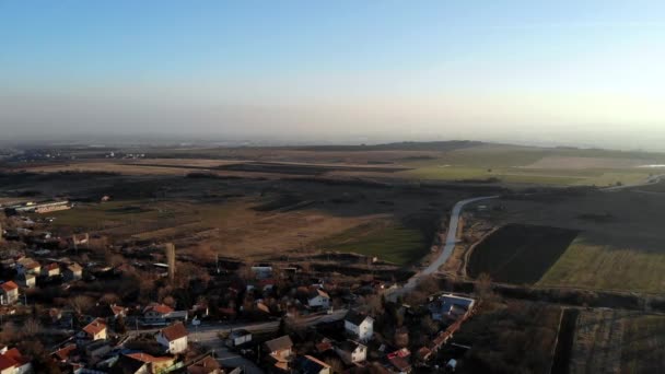 Bulgaristan Bir Dağ Köyü Manzara Güzel Havadan Görüntüleri Çözünürlükte Sabahı — Stok video