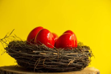 Mutlu Paskalya dekorasyon arka plan. 