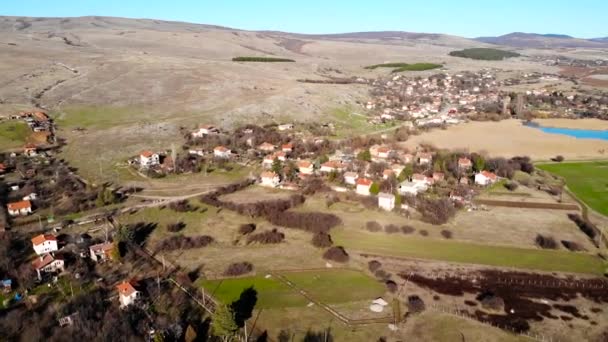 Vista Aérea Aldea Bulgara Invierno — Vídeo de stock