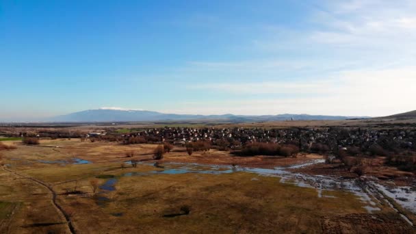 Veduta Aerea Del Villaggio Bulgaro Inverno — Video Stock