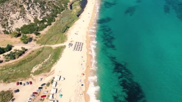 Luchtfoto Van Het Strand Van Tigania Griekenland — Stockvideo