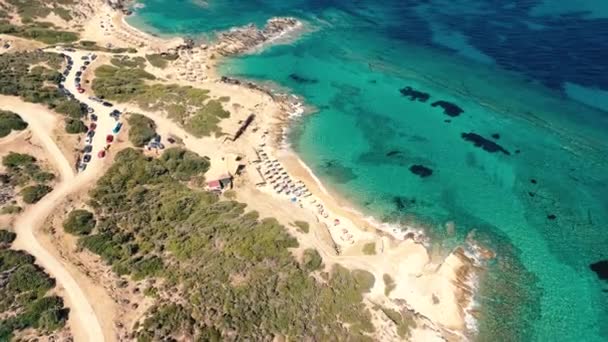 Flygfoto Över Stranden Tigania Grekland — Stockvideo