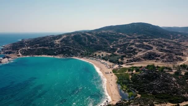 Vista Aérea Praia Tigania Grécia — Vídeo de Stock