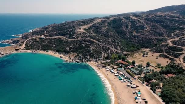 Vista Aérea Praia Tigania Grécia — Vídeo de Stock