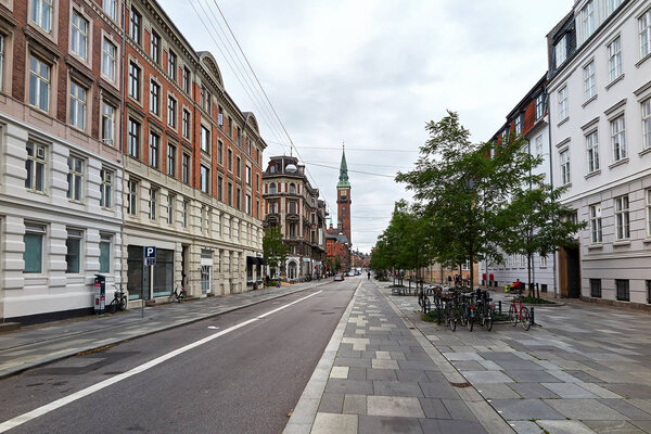 Street view of Vester Voldgade in copenhagen, Denmark