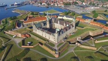 Havadan görünümü Kronborg Kalesi'ne, Danimarka