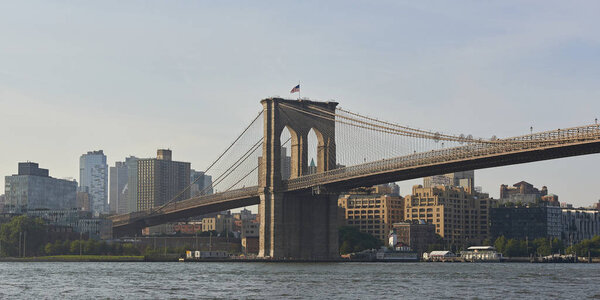 Brooklyn Bridge and New York city in the background