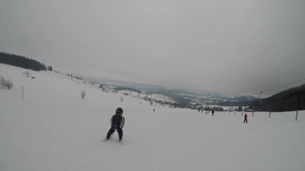 Skilessen. Skischool. — Stockvideo