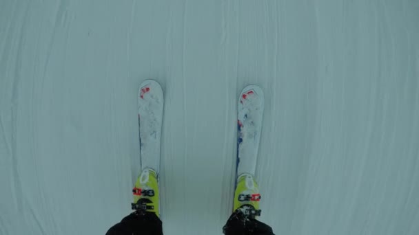 Уроки Лыжного Спорта Лыжная Школа Мальчик Учится Кататься Лыжах Ребенок — стоковое видео