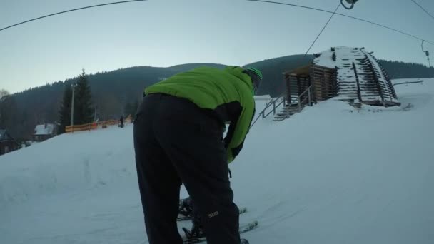 Skikurse Skischul Kleiner Junge Lernt Skifahren Kind Während Der Fahrt — Stockvideo