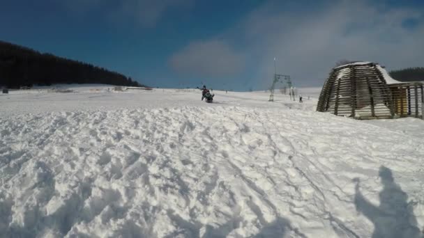 朋友聚在一起参加冬季运动 兄弟姐妹在滑雪假期去雪橇 — 图库视频影像