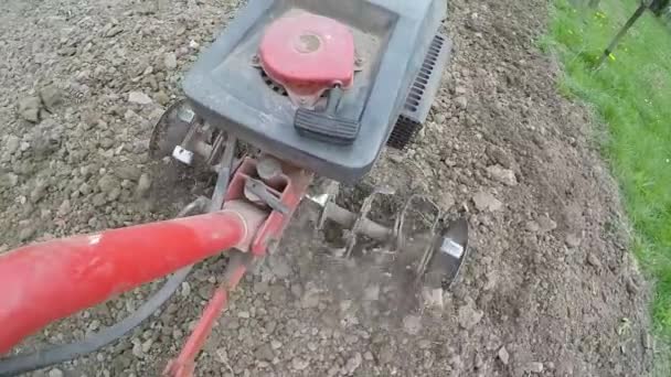 Motor Closeup Pulluk Kil Atma Bıçak Tarımsal Arazi Hazırlama Üzerinde — Stok video