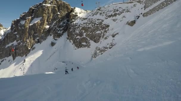 Esquí Través Los Ojos Del Esquiador Estabilizado Historial Esquí Una — Vídeo de stock