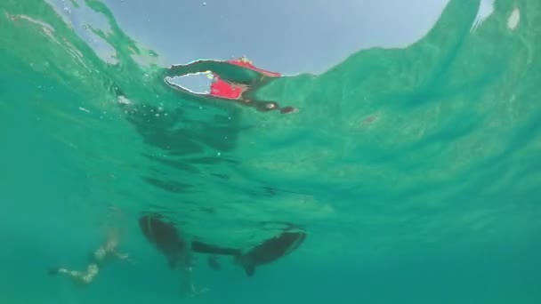 Schip Zee Schot Van Een Schip Uit Een Onderwater Camera — Stockvideo