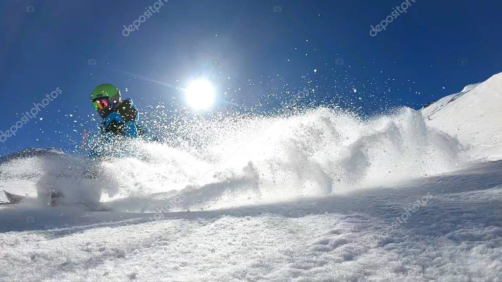 Young boy skiing