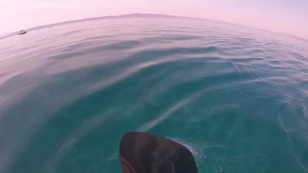 Onderwateropname Van Een Paddle Board Close Van Onderkant Van Een — Stockvideo